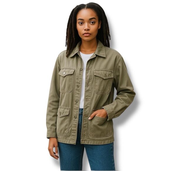 Topshop Jackets & Blazers - TopShop Women’s Green Denim Jacket Size Small
